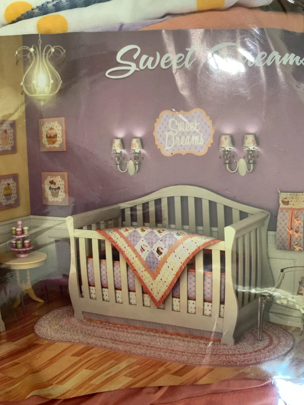 Baby Girl Cupcake Crib Bedding-Lavender & Coral